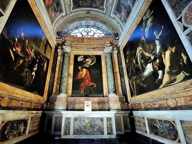 Картины Караваджо в капелле Кантарелли в Риме.